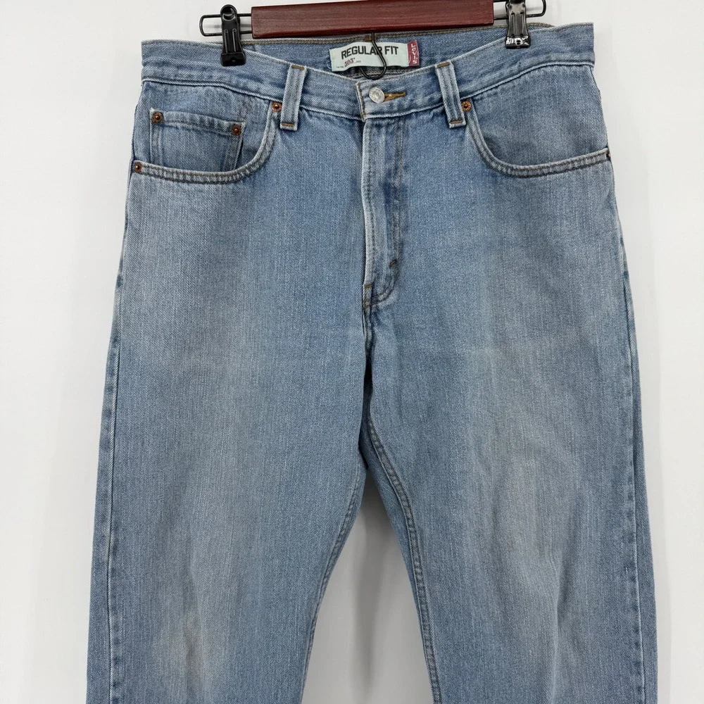 Levi's 505 Regular Fit Jeans Mens 34x32 Light‎ Wash Blue Straight Leg Denim Y2K